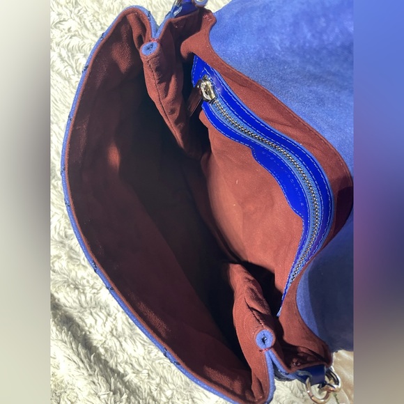 STELLA MCCARTNEY Blue Denim Color BECKETT Chain Shoulder Bag in faux Suede - Picture 8 of 13